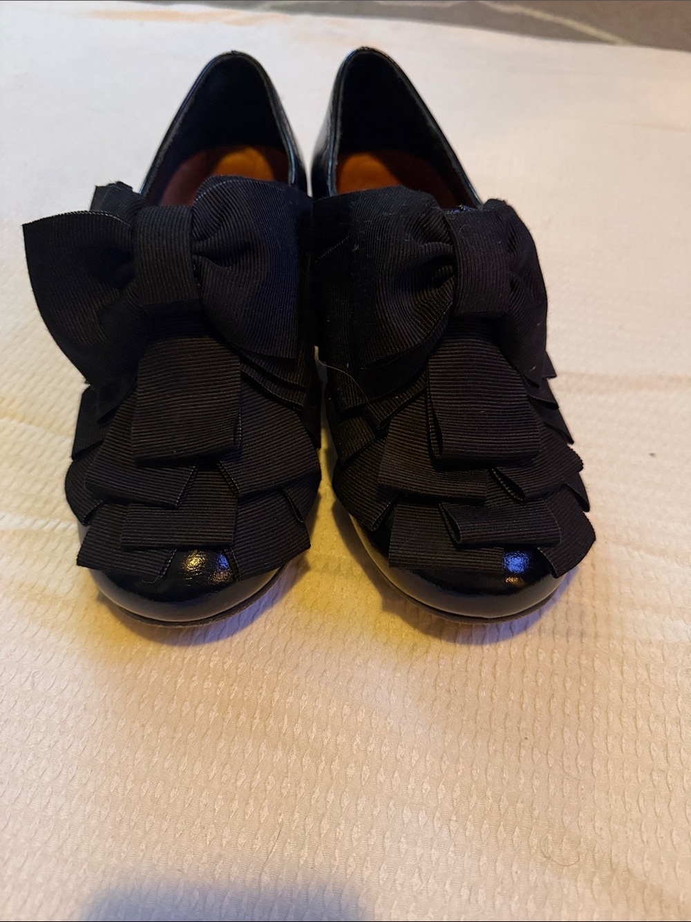 Chie Mihara Black Bow-Detail Loafers